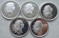 USA - zestaw - 5 x 1/2 uncji ag999 - Golden State Mint - Flowing Hair 1793