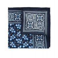 Нагрудный платок шелковый темно-синий с цветами Lancerto M. 896