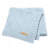 Koc kocyk niemowlęcy bawełniany niemowlęcy do wózka łóżeczka niebieski