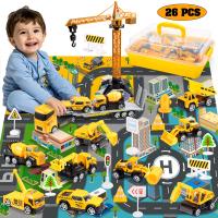 строительная площадка игрушечного набора 12 строительных машин, включая экскаватор, бульдозер