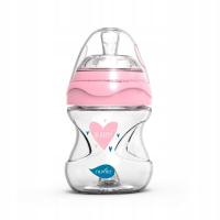 Butelka szklana antykolkowa 140 ml różowa dla niemowląt, Nuvita