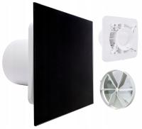 WENTYLATOR ŁAZIENKOWY DOMOWY FI125 TIMER CZARNY SZKŁO POŁYSK + GRATIS ZAWÓR