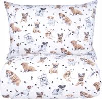 Pościel w pieski psy pies łapki 160x200 szczeniak bawełna dziecięca biała
