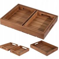 48301 TWEAKWOOD ZESTAW 3 TAC Z DREWNA TEKOWEGO