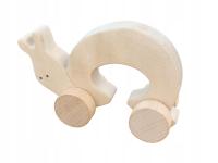 Ślimak drewniana figurka na kołach jeździk ślimaczek z drewna naturalny