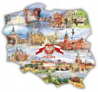 POLSKA MIASTA MAPKA magnes na lodówkę pamiątka CZ471