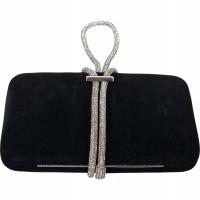 Torebka puzderko kopertówka czarna welur wizytowa wieczorowa