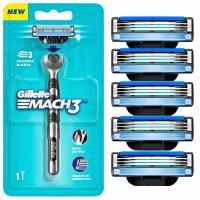 Gillette Mach 3 Maszynka x 5 ostrzy do Gillette Mach3 zestaw