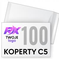 KOPERTY C5 Z NADRUKIEM LOGO, 100 szt. KOPERTY Z LOGO, pasek samoprzylepny