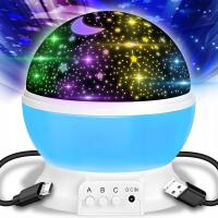 PROJEKTOR GWIAZD KSIĘŻYCA NIEBA OBROTOWY LAMPKA NOCNA RZUTNIK DLA DZIECI
