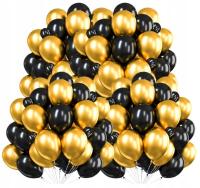 Balony Czarne i Złote Chrom Balony CHROMOWANE Złoto Na Sylwestra 100 szt.