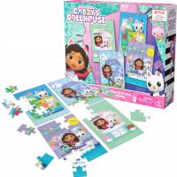 KOCI DOMEK GABI ZESTAW DREWNIANE PUZZLE 4 UKŁADANKI 12, 16, 20, 24 ELEM.