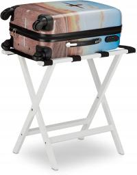 STOJAK NA BAGAŻ BAMBUSOWY biały