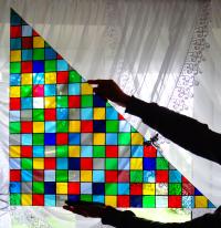 Panel witrażowy tęcza przeszklenie ścianki witraż