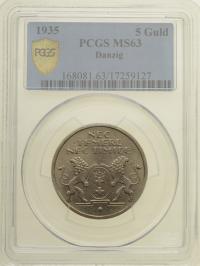 Вольный город Гданьск - 5 гульденов 1935 г. - Koga-Grading PCGS MS63