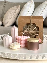 PREZENTOWY Zestaw 5 świec sojowych box – naturalne, PREZENT ŚWIECE