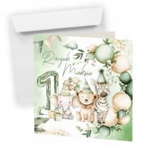 Приглашения на год, первый день рождения = имя конверт-сафари