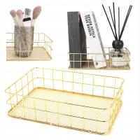 KOSZYK NA KOSMETYKI DO ŁAZIENKI BIURKOWY METALOWY KOSZ ORGANIZER ZŁOTY M