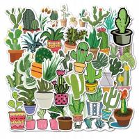 Наклейки WLEPY стикер для ноутбука MIX кактусы 50шт