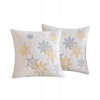 2x ŚWIĄTECZNA POSZEWKA NA PODUSZKĘ BIAŁA PŁATKI ŚNIEGU DEKORACYJNA 45x45
