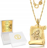 Złoty Łańcuszek z Medalikiem 585 Chrzest Komunia Grawer