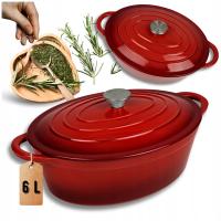 ЖАРОВНЯ ЧУГУННАЯ ЭМАЛИРОВАННАЯ БОЛЬШАЯ ИНДУКЦИОННАЯ ГАЗОВАЯ ДУХОВКА 6Л