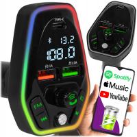 Transmiter FM audio Bluetooth MP3 RGB BT szybka ładowarka USB-C USB 3.1 18W