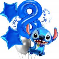 Цифра 8 воздушный шар набор день рождения синий стежка украшения воздушные шары Стич