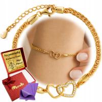 ZŁOTA BRANSOLETKA DAMSKA 925/585 LISI OGON DLA KOBIETY SPLECIONE SERCA