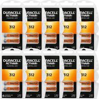 60x DURACELL батареи для слуховых аппаратов 312