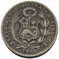 44640. Peru - 1 dinero - 1905r. - Ag