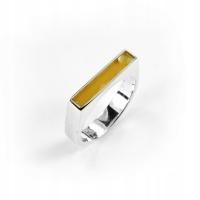 Pierścionek srebro 925 bursztyn sygnetowy prostokątny unisex rękodzieło