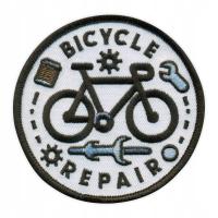 Ремонт велосипедов патч-Bicycle Repair-белый фон-вышивка
