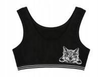 Top stanik biustonosz dziewczęcy bawełniany DONELLA CZARNY Kotek 110-116