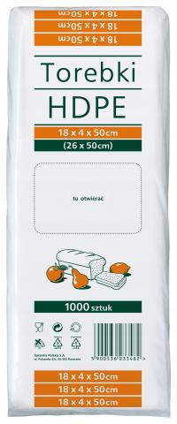 Torebki Spożywcze HDPE Sarantis 18x4x50 - 1000 szt. do piekarni i domu