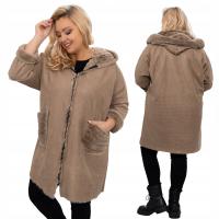 KOŻUCH DAMSKI ocieplany ciemny beż Plus Size