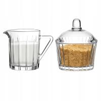 Szklana cukiernica i mlecznik komplet do serwowania elegancki wzór ALTOM