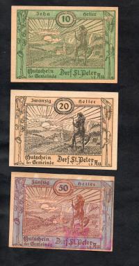 KOLEKCJA AUSTRIA -- ST. PETER -- 1920 rok, 3 sztuki (N12)