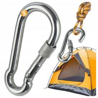 KARABIŃCZYK DO LIN Z ZABEZPIECZENIEM BLOKADĄ KARABINEK 8X80MM SZEKLA DIN