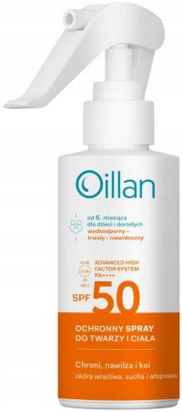 Oillan защитный солнцезащитный спрей для лица и тела с SPF50