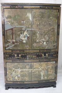 H-P восточный комод шкаф-Китай Япония-уникальный окрашенный