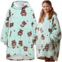 KOC BLUZA OVERSIZE CIEPŁA 2W1 GRUBA FUTRZAK KOCOBLUZA Z KAPTUREM MIŚ