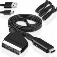 ADAPTER KONWERTER KABEL Z EURO HDMI DO SCART PRZEJŚCIÓWKA AV HD 1080p 1m