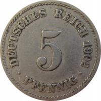 2885. Niemcy 5 Pfennig 1902 F