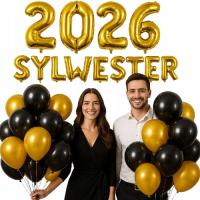 BALONY NA SYLWESTRA ZESTAW IMPREZOWY SYLWESTER 2026 GADŻETY SYLWESTROWE