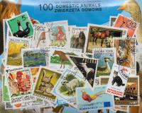 Pakiet 100 znaczków pocztowych - ZWIERZĘTA DOMOWE
