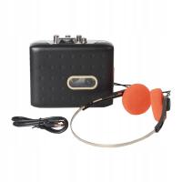 Magnetofon Nostalgiczny Lekki ze słuchawkami Solidny Walkman Czarny
