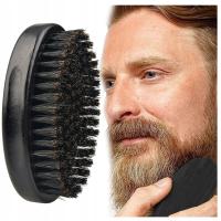 SZCZOTKA Z WŁOSIA DZIKA DO BRODY KARTACZ MAŁA 8CM OKRĄGŁA MĘSKA CZARNA