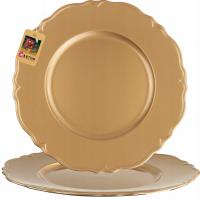PODTALERZ ZŁOTY TALERZ ELEGANCKI ŚWIĘTA WESELE ZASTAWA 33X33X2CM