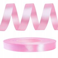 Wstążka tasiemka satynowa atłasowa ozdobna dekoracyjna różowa 12 mm x 32 m